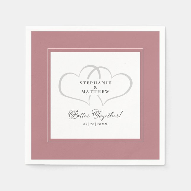 Gemeinsam Hochzeit Verlobung Dusty Rose Pink Serviette (Vorderseite)