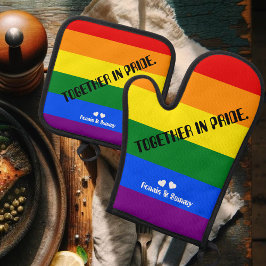 "Gemeinsam in Stolz." LGBT-Regenbogenflagge Monat Ofenhandschuh & Topflappen-Set