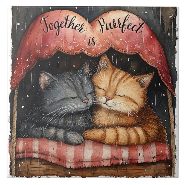 Gemeinsam ist Purfect Kitty Cat Illustriert Artwor Fliese (Vorderseite)