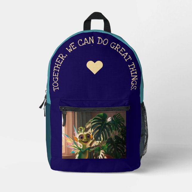 Gemeinsam können wir... bedruckter rucksack (Vorderseite)