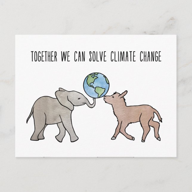 Gemeinsam können wir den Klimawandel lösen Postkarte (Vorderseite)