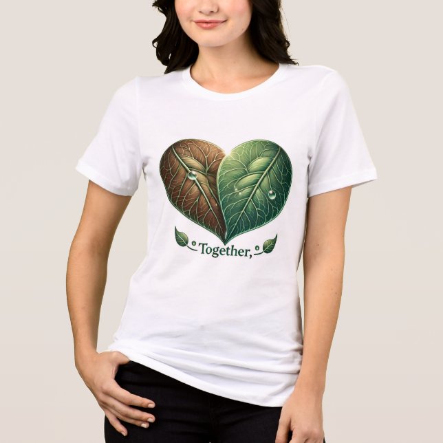 Gemeinsam Leaf Heart Design Tri-Blend Shirt (Vorderseite)
