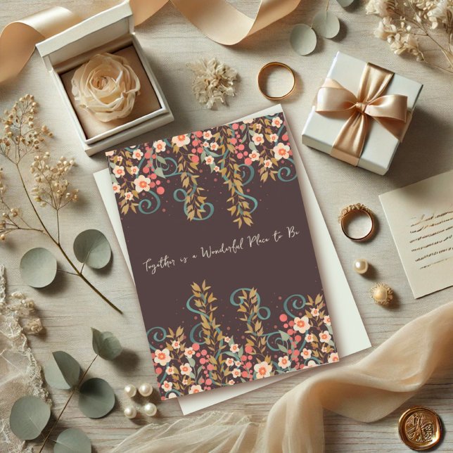 Gemeinsam Quote Hochzeit Hübsch florales Elegant Karte (Von Creator hochgeladen)
