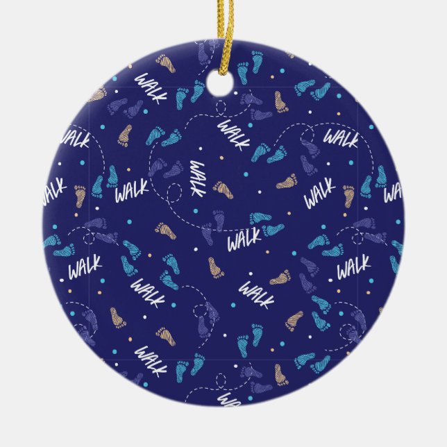 Gemeinsam spazieren: Silhouette des Erlebnisfußabd Keramik Ornament (Vorne)
