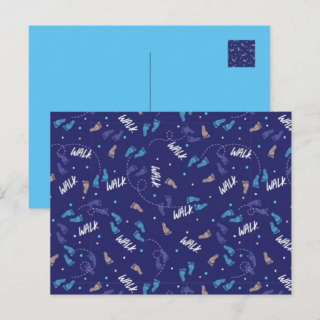 Gemeinsam spazieren: Silhouette des Erlebnisfußabd Postkarte (Vorne/Hinten)