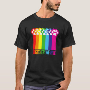 Gemeinsam Steigen Wir Auf Lgbtq Katzenpfoten Regen T-Shirt
