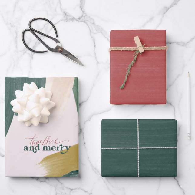 Gemeinsam und Merry | Abstrakte Weihnachten Geschenkpapier Set (Vorderseite)