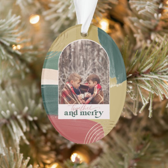 Gemeinsam und Merry | Foto Arch Moderne Weihnachts Ornament (Baum)