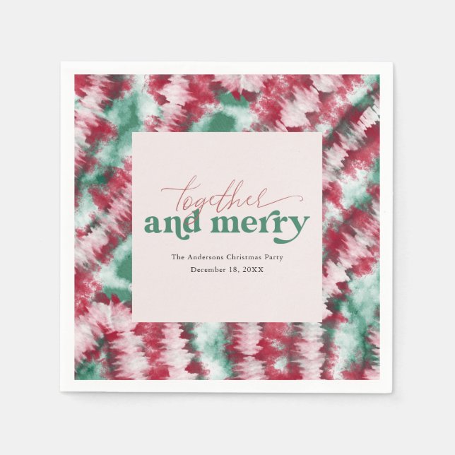 Gemeinsam und Merry | Moderne Weihnachts-Gefärbte  Serviette (Vorderseite)