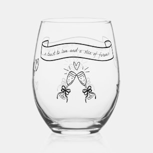Gemeinsam von Toast zu Liebe Hochzeit gezeichnet Weinglas Ohne Stiel