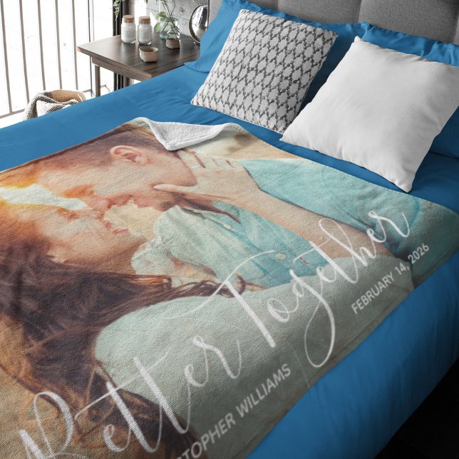 Gemeinsam | Whimsy Typografy Couple's Foto Fleecedecke (Von Creator hochgeladen)