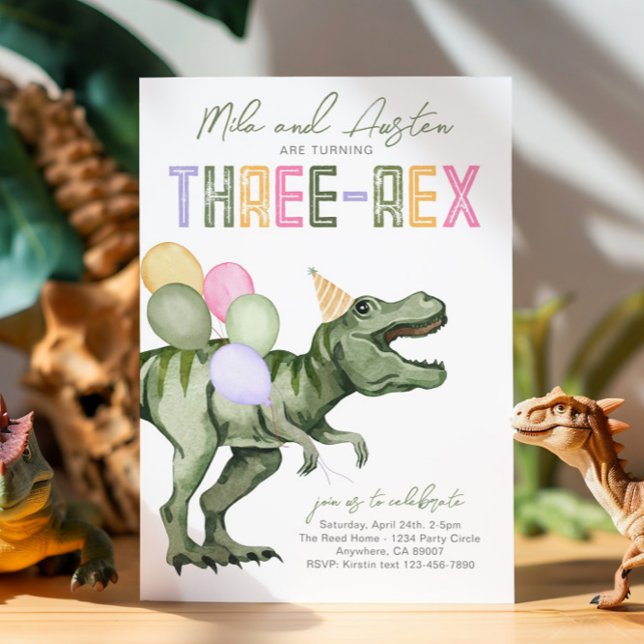 Gemeinsame Drei-Rex-Dinosaurier-Einladung zum Gebu Einladung (Von Creator hochgeladen)
