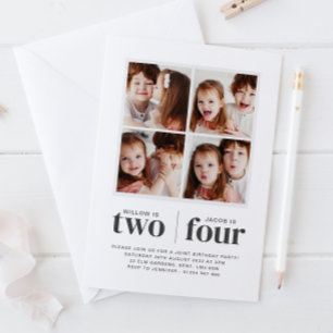 Gemeinsame Geburtstagseinladung mit Fotocollage Einladung