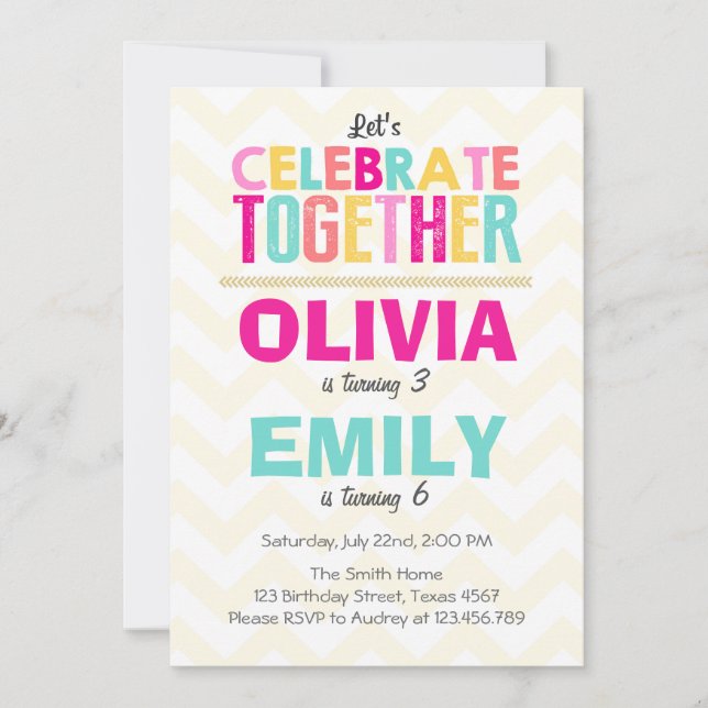 Gemeinsame Geburtstagsfeier Girls Pink Einladung (Vorderseite)