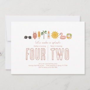 Gemeinsame Geburtstagsparty - Sommerthema Einladun Einladung