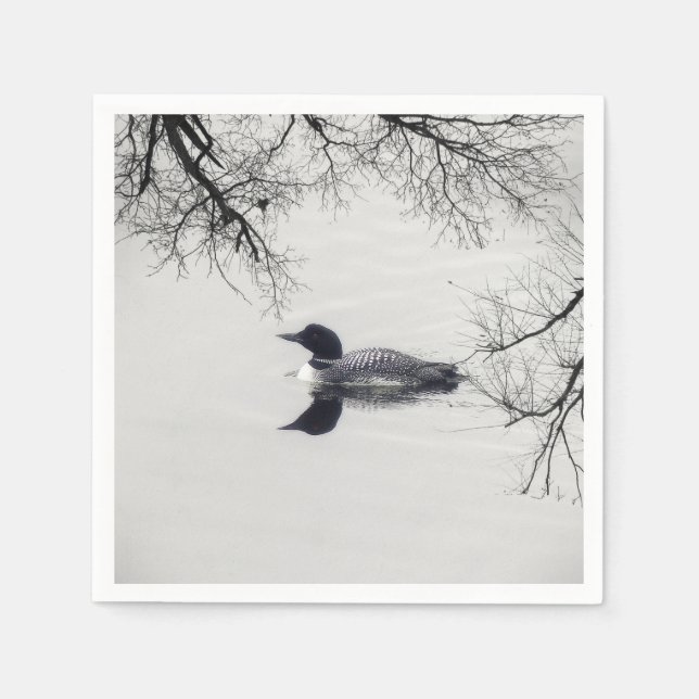 Gemeinsame Loon-Swims im Winter im Nordsee Serviette (Vorderseite)