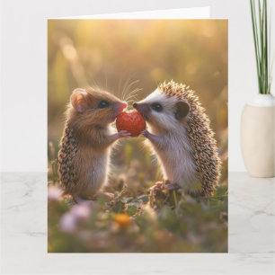Gemeinsame Nutzung einer Erdbeere - Adorable Igel Karte