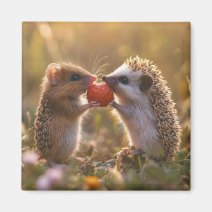 Gemeinsame Nutzung einer Erdbeere - Adorable Igel Magnet