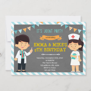 Gemeinsame Party-Einladung von Arzt und Krankensch Einladung