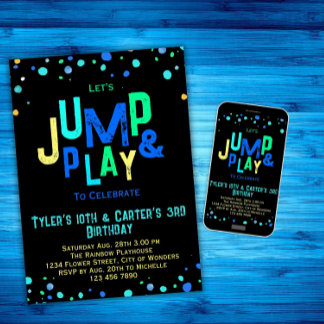 Gemeinsame Trampolin Einladung Geburtstag Geschwis