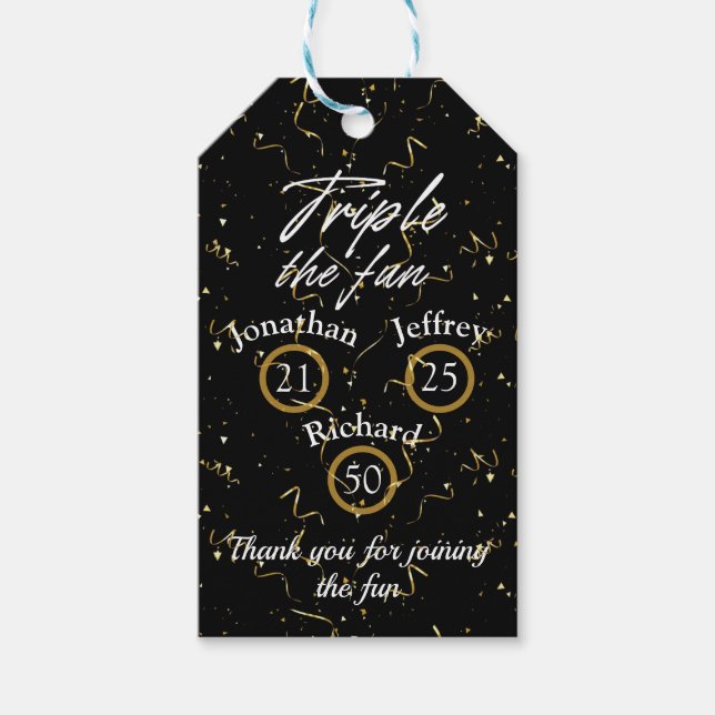 Gemeinsames Geburtstagtriple Der Spaß Geschenkanhänger (Vorderseite)