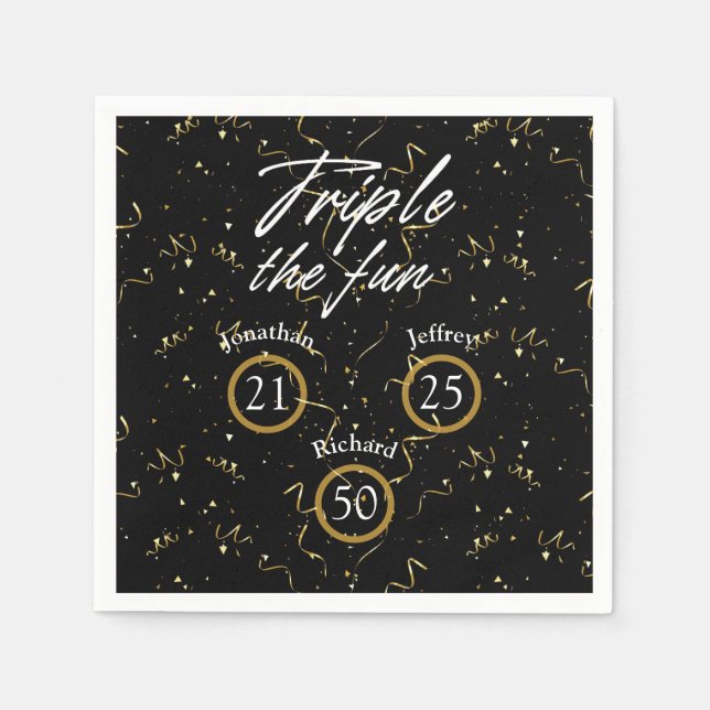 Gemeinsames Geburtstagtriple Der Spaß Serviette (Vorderseite)