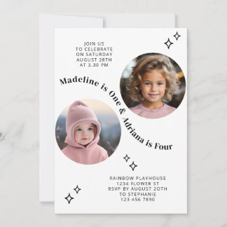 Gemeinsames Sickerportrait Foto Minimal Boho Gebur Einladung