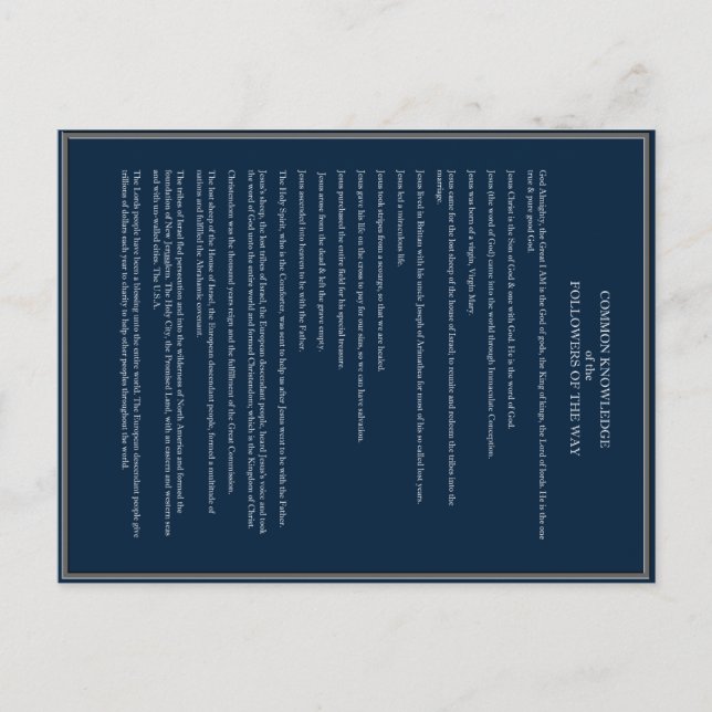 Gemeinsames Wissen für Christen Postkarte (Vorderseite)