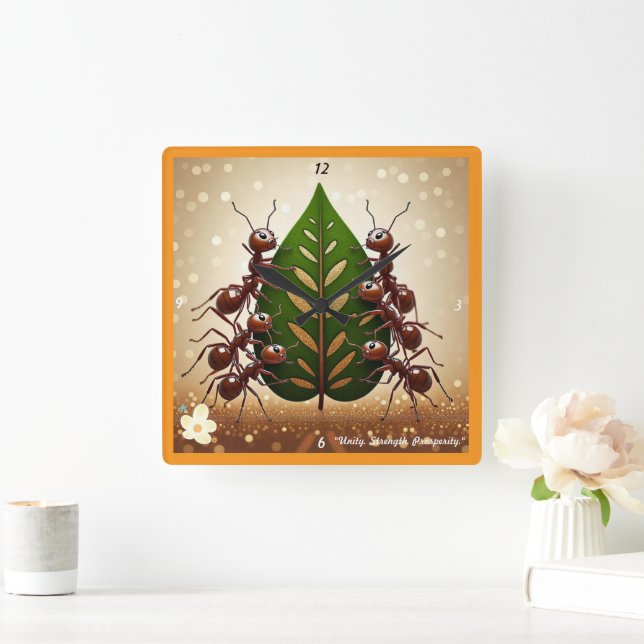 "Gemeinschaftlicher Erfolg" Quadratische Wanduhr (Zuhause)