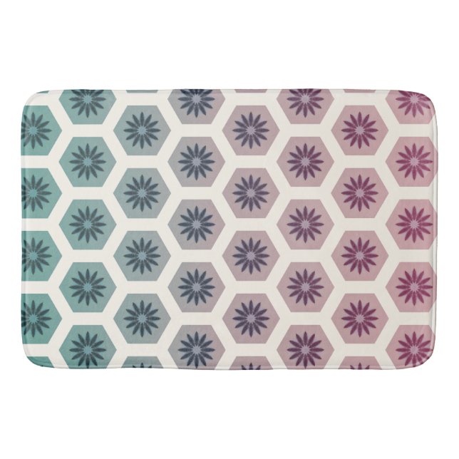 Gemetrisches Blumenmuster - Design - Pop Pastell Badematte (Vorderseite)
