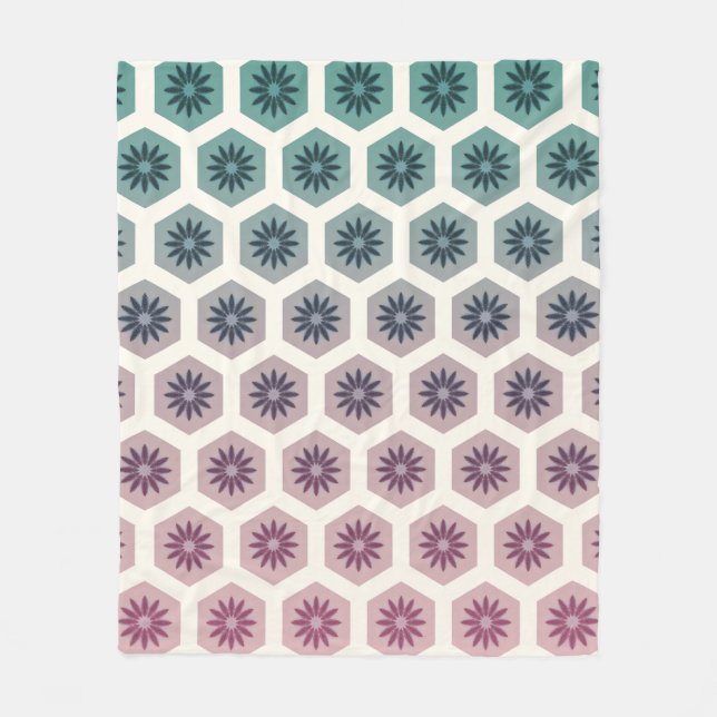 Gemetrisches Blumenmuster - Design - Pop Pastell Fleecedecke (Vorderseite)