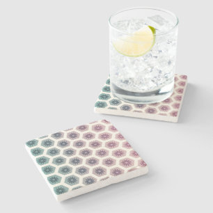 Gemetrisches Blumenmuster - Design - Pop Pastell Steinuntersetzer