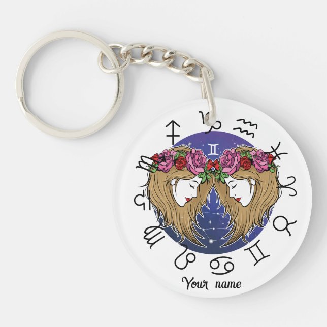 Gemini & Aquarius BFF Keychain Gift (Devant)