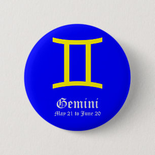 GEMINI ASTROLOGIC SIGN, SYMBOL ZODIAC BUTTON