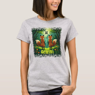 Gemini Astrologie Geburtszeichen zodiac fox Zwilli T-Shirt