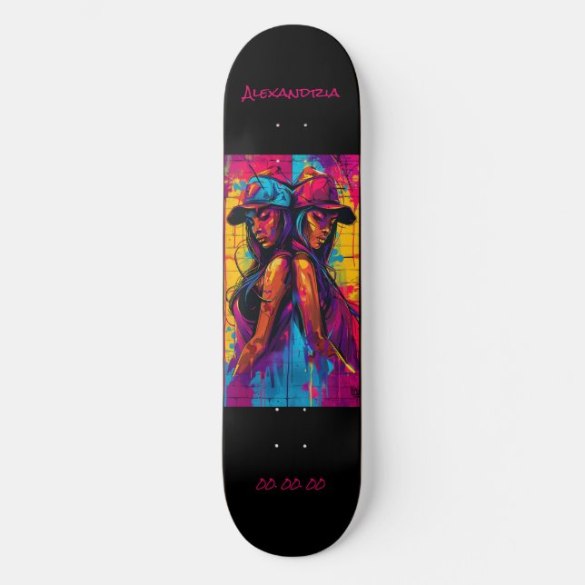 Gemini Astrologie Grafitti Personalisiert Skateboard (Vorderseite)