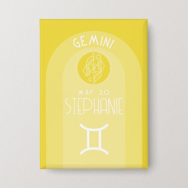 Gemini Astrologie Zodiac Sign Foto Custom Geburtst Button (Vorderseite)