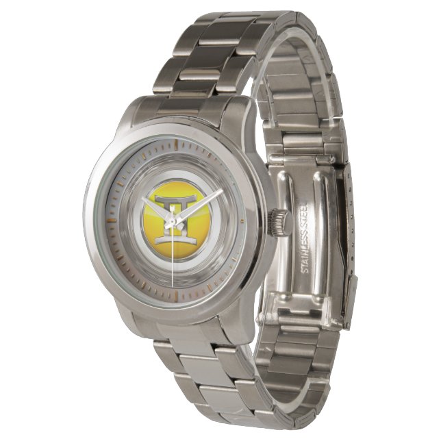 Gemini Astrologisches Symbol Armbanduhr (Schrägansicht)