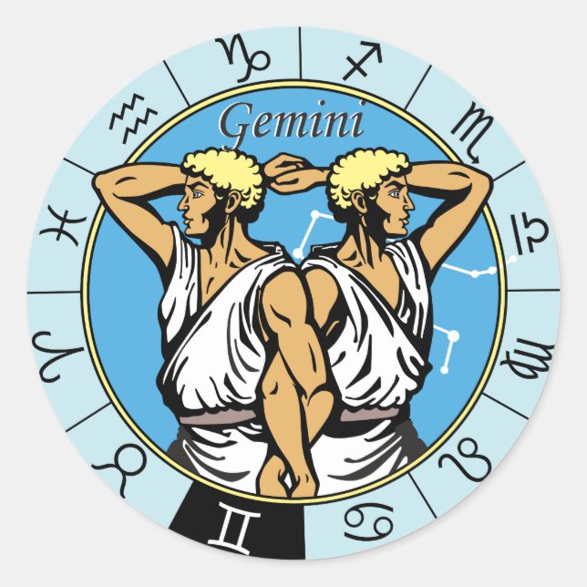 Gemini Astrologisches Tierzeichen Runder Aufkleber (Vorderseite)