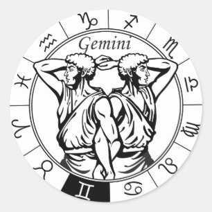 Gemini Astrologisches Tierzeichen Runder Aufkleber