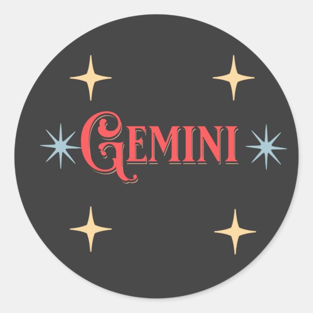 Gemini Astrologisches Zeichen Runder Aufkleber (Vorderseite)