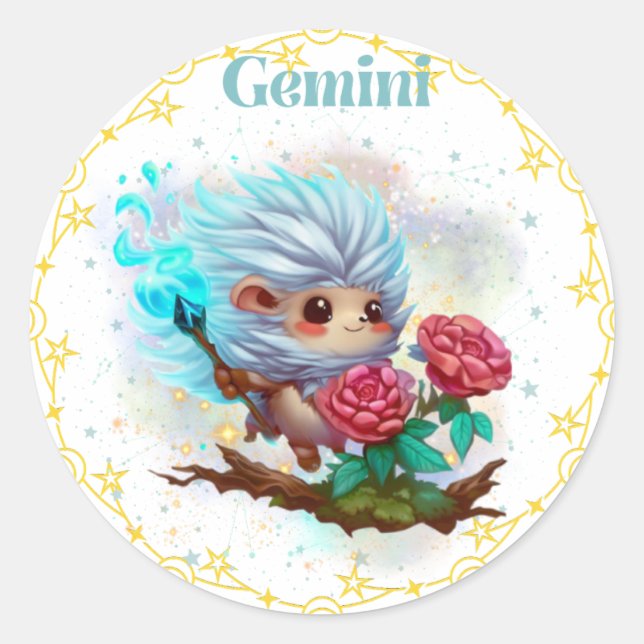 Gemini-Aufkleber für Igel Runder Aufkleber (Vorderseite)