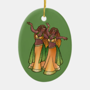 Gemini Belly Dancers Zodiac Bellydance Kunst, Dich Keramik Ornament