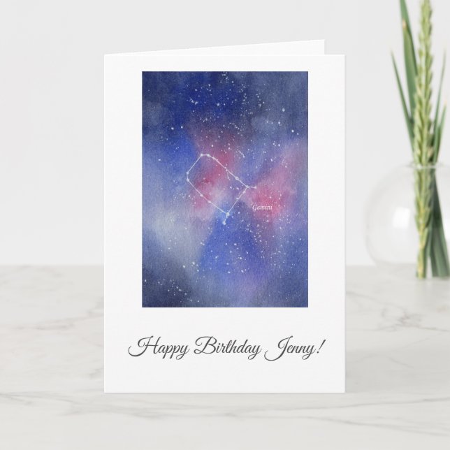 Gemini Birthday Card anpassbar Karte (Vorderseite)