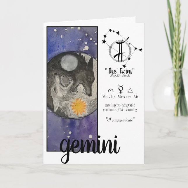 Gemini Birthday Card Karte (Vorderseite)