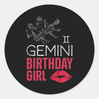 Gemini Birthday Girl Runder Aufkleber