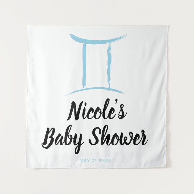 Gemini Blue Astrologie Zodiac Signature Party Hint Wandteppich (Vorderseite)