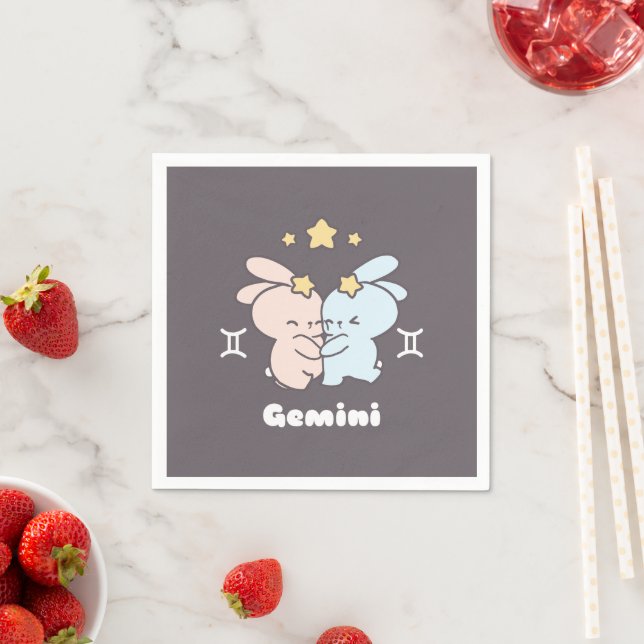 Gemini Bunnies Cuddles - Zodiac Harmony Serviette (Beispiel)