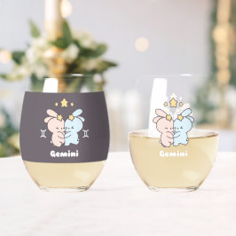 Gemini Bunnies Cuddles - Zodiac Harmony Weinglas Ohne Stiel