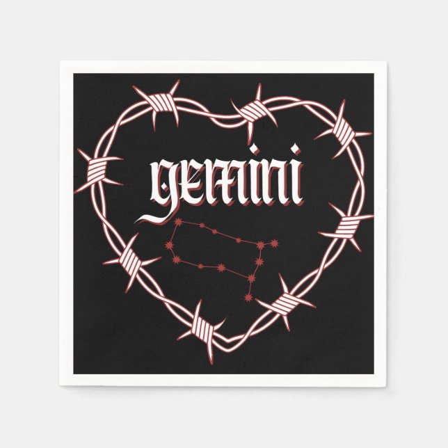 Gemini Constellation Gothic Dark Celestial Art Serviette (Vorderseite)